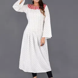 KALINI Women White Geometric Printed Flared Sleeves Kurta-picture-10