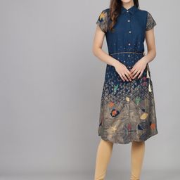 RANGMAYEE Floral Printed A Line Liva Kurta With Belt-image-12