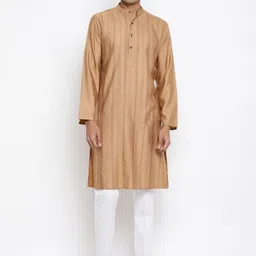 Fabindia Men Gold-Toned Embroidered Kurta-picture-41