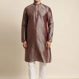 SOJANYA Men Woven Design Jacquard Straight Kurta-image-85