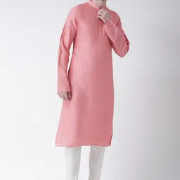 KISAH Men Pink Solid Straight Kurta-picture-17
