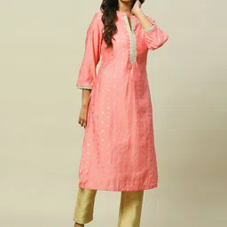Rangriti Floral Printed Mandarin Collar Straight Kurta-image-61