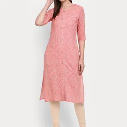 V-Mart Women Bandhani Printed Thread Work Indie Prints Kurta-9