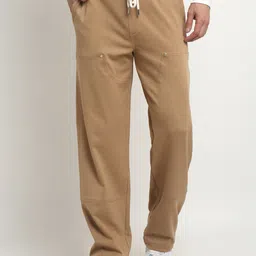 EVERDION Men Relaxed Straight Leg Straight Fit Easy Wash Parallel Trousers-image-12