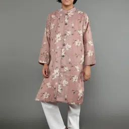 Aks Kids Boys Floral Printed Chanderi Silk Kurta-56