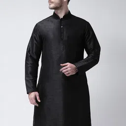 SG LEMAN Men Black Raw Silk Kurta-picture-15