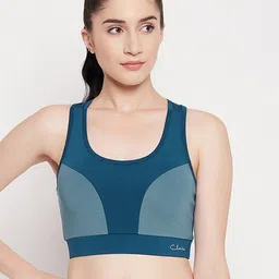 Clovia Medium Impact Padded Colourblocked Racerback Sports Bra-image-13