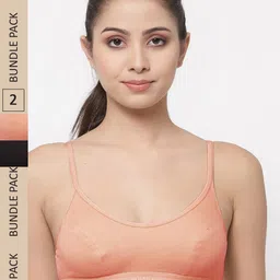 College Girl Pack Of 2 Cotton Non Padded All Day Comfort Training or Gym Cut & Sew Bra-image-42