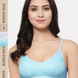 College Girl Pack Of 2 Non-Padded All Day Comfort Cotton Sports Bra-image-68
