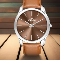 WROGN Men Leather Straps Water Resistant Analogue Watch WR-6603-Brown-25