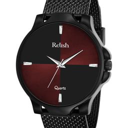 Relish Men Maroon Dial & Black Stainless Steel Bracelet Style Straps Analogue Watch RE-BB1107-image-85