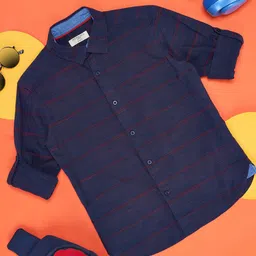 Pantaloons Junior Boys Horizontal Stripes Striped Cotton Casual Shirt-image-95