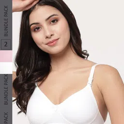 College Girl Pack Of 2 Lightly Padded Seamless Non-Wired Super Support Cotton T-shirt Bra-picture-11