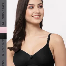 College Girl Pack Of 2 Lightly Padded Seamless Non-Wired Super Support Cotton Tshirt Bra-picture-17