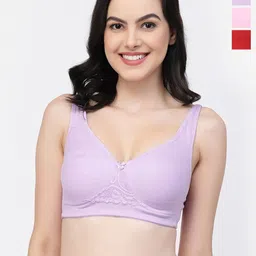 College Girl Pack Of 3 Full Coverage Lightly Padded Cotton T-shirt Bra- All Day Comfort-image-47