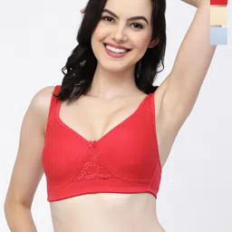 College Girl Pack Of 3 Non-Wired Lightly Padded Cotton T-shirt Bra With All Day Comfort-picture-57