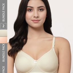 Docare Pack Of 2 Seamless Full Coverage Lightly Padded Cotton T-Shirt Bra-picture-30