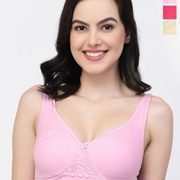 College Girl Pack of 3 Lightly Padded Cotton T Shirt Bras With All Day Comfort-picture-55