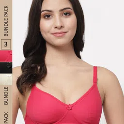 Docare Pack Of 3 Cotton Lightly Padded Medium Support Seamless Bra-image-53