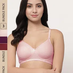 Docare Pack Of 3 Cotton Lightly Padded Medium Support Seamless Bra-image-50