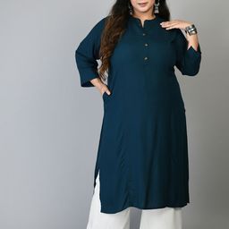 PrettyPlus by Desinoor com Women Teal Kurta-85