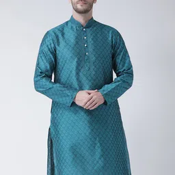 SG LEMAN Men Teal Thread Work Kurta-picture-41