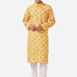 THE KURTA COMPANY Geometric Printed Mandarin Collar Cotton Kurta-picture-29