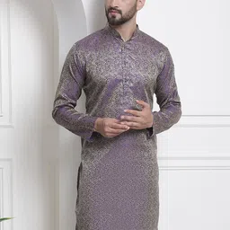 SOJANYA Ethnic Motifs Woven Design Mandarin Collar Jacquard Kurta-picture-18