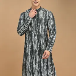 DEYANN Abstract Printed Mandarin Collar Cotton Silk Kurta-16