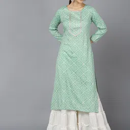 KALINI Bandhani Printed Round Neck Cotton Kurta-image-43