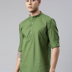 Kryptic Band Collar Pure Cotton Short Kurta-image-66