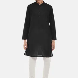 indus route by Pantaloons Men Black Solid Kurta-image-97
