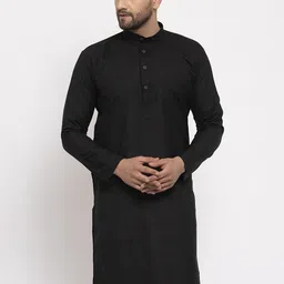 Jompers Men Black Pure Cotton Straight Kurta-picture-52