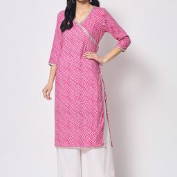 KALINI Leheriya Printed Angrakha Style Gotta Patti Straight Kurta-picture-12