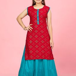 BAESD Girls Ethnic Motif Printed Straight Kurta-image-18