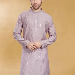 DIVISIVE Men Embroidered Mirror Work Kurta-image-39