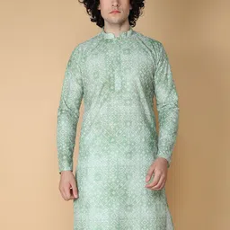 NAMASKAR Mandarin Collar Cotton Straight Kurta-10