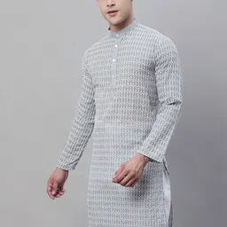 SOJANYA Geometric Embroidered Thread Work Pure Cotton Kurta-picture-17