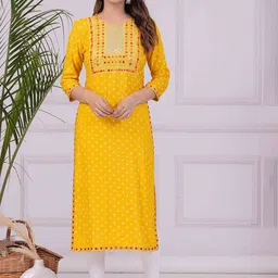 FASHION DEPTH Floral Printed Mirror Work Straight Kurta-picture-54