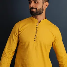 Lightpole Woven Design Mandarin Collar Straight Kurta-image-2