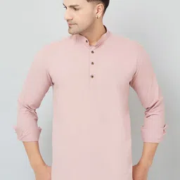 Le Mec Men Checked Thread Work Kurta-8