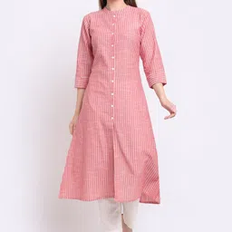 LARGISH Striped Printed Mandarin Collar Cotton A-Line Kurta-picture-25