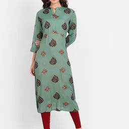 TREND ME Floral Printed Mandarin Collar Three-Quarter Sleeve Kurta-picture-36