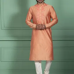 KISAH Yoke Design Mandarin Collar Thread Work Kurta-image-60