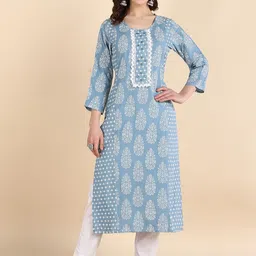 Maaesa Round Neck Ethnic Motifs Printed Thread Work Kurta-picture-46