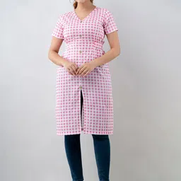 KALINI Checked Cotton Kurta-image-55