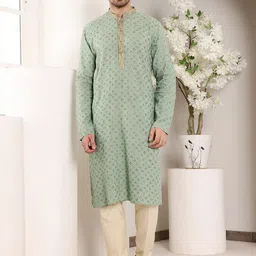MULTI SHADES Men Ethnic Motifs Embellished Thread Work Kurta-image-95