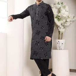MULTI SHADES Men Ethnic Motifs Embellished Thread Work Kurta-image-61