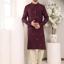 MULTI SHADES Men Ethnic Motifs Embellished Thread Work Kurta-image-32