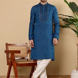 MULTI SHADES Men Ethnic Motifs Embellished Thread Work Kurta-image-65